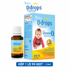 Baby Ddrops Liquid Vitamin D3 400 IU bổ sung vitamin d3 cho trẻ sơ sinh và trẻ nhỏ dạng giọt 15 ngày -t1 tuổi
