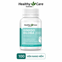 Bổ não ginkgo bibola 2000mg Healthy Care hỗ trợ tuần hoàn máu não hộp 100 viên