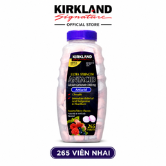 Viên nhai hỗ trợ bao tử ultra strengthe antacid calcium carbonate kirkland signature 1000mg 265 viên