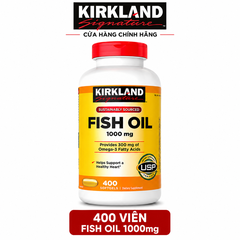 Dầu cá Fish Oil 1000mg Kirkland Signature sáng mắt, tăng thị lực hộp 400 viên