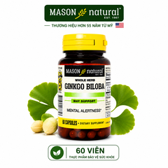 Mason Natural Ginkgo Biloba – Hỗ trợ tăng cường sức khỏe não bộ, cải thiện trí nhớ 60 viên