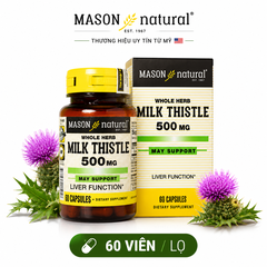 Viên Uống Bổ Gan Mason Natural Milk Thistle 500mg Lọ 60 Viên Hỗ Trợ Giải Độc, Bổ Gan, Cải Thiện Chức Năng Gan