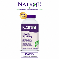 Hỗ trợ mọc tóc và chống rụng tóc natrol biotin beauty maximum strength 10000mcg100 viên
