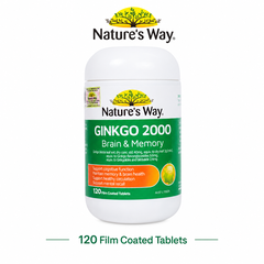 Bổ não ginkgo biloba nature's way 2000mg giúp tăng tuần hoàn máu não, giảm đau đầu 120 viên/hộp