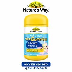 Calcium Vitamin D  Kẹo Dẻo Cho Bé Nature’s Way Kids Smart Vita Gummies hộp 60 Viên Tăng chiều cao