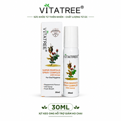 Combo 02 hộp Xịt keo ong Vitatree Super Propolis Spray Complex With Manuka 15+ hỗ trợ giảm ho chai 30ml
