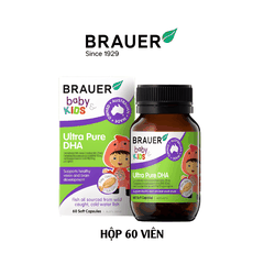 Dầu cá DHA brauer baby kids ultra pure DHA phát triển trí não cho bé từ 7 tháng tuổi hộp 60 viên nang mềm