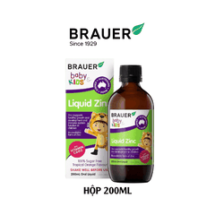 Siro bổ sung kẽm Brauer Baby Kids Liquid Zinc 200mL hỗ trợ trẻ biếng ăn cho trẻ từ 1 tuổi