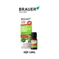 Siro bổ sung Vitamin D 400IU từ thực vật hữu cơ Brauer Baby Kids Liquid 10ml dành cho trẻ sơ sinh trở lên