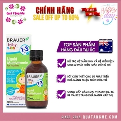 Vitamin tổng hợp cho bé từ 1 - 3 tuổi Brauer Baby Kids Liquid Multivitamin for Toddlers 100ml dạng nước 100ml
