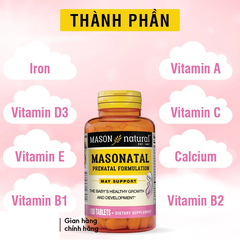 Viên Uống Tổng Hợp Vitamin Cho Bà Bầu MASON NATURAL Prenatal Formulation 100 Viên Cho Phụ Nữ Mang Thai Và Cho Con Bú