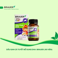 Dầu cá DHA brauer baby kids ultra pure DHA phát triển trí não cho bé từ 7 tháng tuổi hộp 60 viên nang mềm