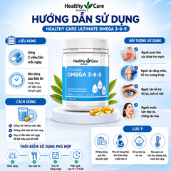Omega 369 dầu cá hỗ trợ tim mạch, thị lực Healthy Care  Ultimate 200 viên