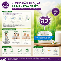 Sữa tươi dạng bột nguyên kem a2 milk power 1 kg