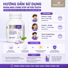 Viên nhai bioisland lysine tăng chiều cao cho trẻ từ 6 tuổi trở lên hộp 60 viên