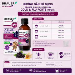 Siro giảm các triệu chứng cảm cúm, cảm lạnh Brauer Black Elederberry cold and flu forte (100ML)