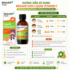 Siro vitamin c brauer baby kids liquid cho trẻ trên 1 tuổi tăng cường đề kháng chai 100ml
