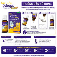 Kids Ddrops Booster Liquid Vitamin D3 600 IU bổ sung vitamin d3 dạng giọt cho bé 1-18 tuổi