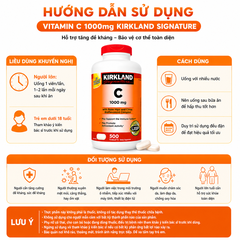Vitamin C 1000mg Kirkland Signature hỗ trợ tăng đề kháng hộp 500 viên