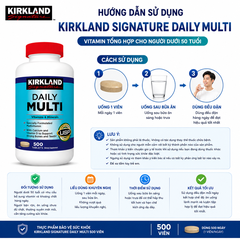 Thực phẩm bảo vệ sức khỏe Kirkland Signature Daily Multi 500 viên vitamin tổng hợp dưới 50 tuổi hộp 500 viên