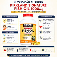 Dầu cá Fish Oil 1000mg Kirkland Signature sáng mắt, tăng thị lực hộp 400 viên