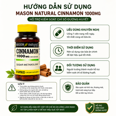 Mason Natural Cinamon 1000mg hộp 50 viên Hỗ trợ kiểm soát chỉ số đường huyết (50 viên)