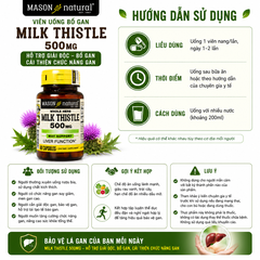 Viên Uống Bổ Gan Mason Natural Milk Thistle 500mg Lọ 60 Viên Hỗ Trợ Giải Độc, Bổ Gan, Cải Thiện Chức Năng Gan