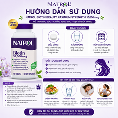 Hỗ trợ mọc tóc và chống rụng tóc natrol biotin beauty maximum strength 10000mcg100 viên