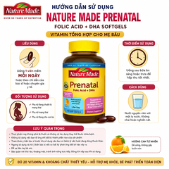 Vitamin tổng hợp cho bà bầu nature Prenatal Multivitamin Folic Acid + DHA Softgels hộp 150 viên nội địa Mỹ