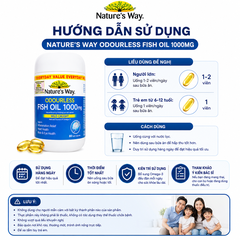 Viên uống dầu cá Nature's Way Odourless fish oil 1000mg - Dầu cá thiên nhiên không mùi (Hộp 80 viên)
