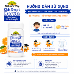 Nature's Way Kids Smart Bursts DHA 300mg Triple Strength - Bổ sung DHA, hỗ trợ tốt cho não bộ và mắt 50 viên