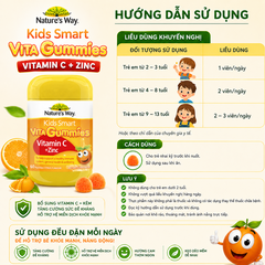 Kẹo Dẻo Nature's Way Kids Smart Vita Gummies Vitamin C+ ZinC – Bổ sung kẽm và vitamin C tăng sức đề kháng cho trẻ