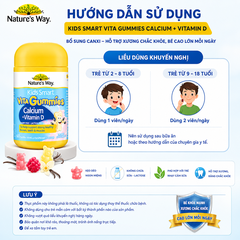 Calcium Vitamin D  Kẹo Dẻo Cho Bé Nature’s Way Kids Smart Vita Gummies hộp 60 Viên Tăng chiều cao