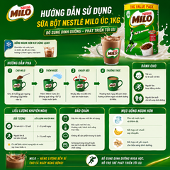 Sữa bột Nestle Milo Úc bổ sung dinh dưỡng cho bé phát triển tối ưu hộp 1kg