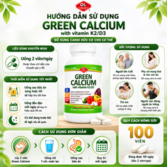 Bổ sung canxi hữu cơ cho cơ thể Olympian Labs Green Calcium with Vitamin K2/D3 hộp 100 viên