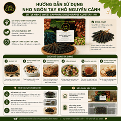 Nho Ngón Tay khô nguyên cành Little Gemz Sweet Sapphire Dried Grapes Clusters 1kg
