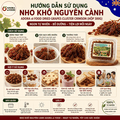 Hộp 300g Nho khô nguyên cành Adora st Food Dried Grapes Cluster Crimson