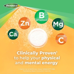 Vitamin tổng hợp berocca giúp bổ sung năng lượng vị cam hộp 15 viên sủi