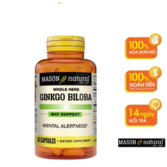 Viên Uống Mason Natural Ginkgo Biloba Hỗ Trợ Chức Năng Bộ Não, Hệ Thần Kinh 60 Viên