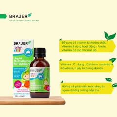 Vitamin tổng hợp cho bé từ 1 - 3 tuổi Brauer Baby Kids Liquid Multivitamin for Toddlers 100ml dạng nước 100ml