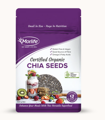Hạt Chia Hữu Cơ Morlife Certified Organic Chia Seeds 500g - Siêu Thực Phẩm Giàu Protein, Omega-3 & Chất Xơ Hữu Cơ Tự Nhiên