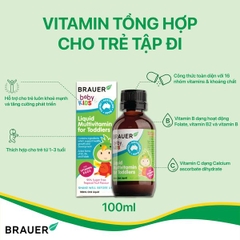 Vitamin tổng hợp cho bé từ 1 - 3 tuổi Brauer Baby Kids Liquid Multivitamin for Toddlers 100ml dạng nước 100ml