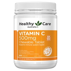 Viên nhai Vitamin C 500mg Chewable Healthy Care hỗ trợ làm đẹp da, tăng đề kháng 500 viên