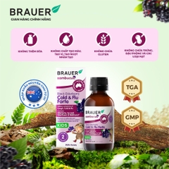 Siro giảm các triệu chứng cảm cúm, cảm lạnh Brauer Black Elederberry cold and flu forte (100ML)