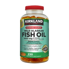 Dầu cá Kirkland Signature Fish Oil Alaskan 1400mg 230 viên hỗ trợ tim mạch, huyết áp, xương khớp cải thiện trí nhớ, sáng mắt