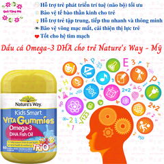 Kẹo dẻo Nature's Way Kids Smart Vita Gummies Omega-3 DHA Fish Oil hỗ trợ sức khoẻ não Và mắt cho bé 60 viên