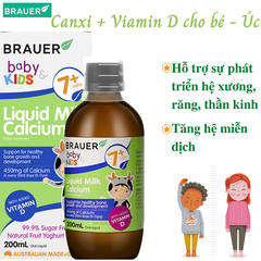 Thực phẩm bổ sung Canxi dạng sữa Brauer Baby Kids 200ml cho bé từ 7 tháng tuổi