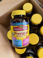 Vitamin tổng hợp cho bà bầu mỹ nature made prenatal with folic acid and dha giúp phát triển não bộ, hệ thần kinh, xương và mắt của bé, hỗ trợ sức khỏe tổng thể của mẹ 100 viên