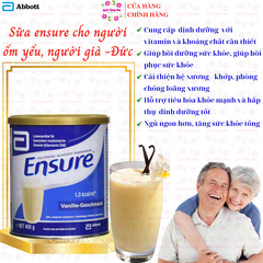 Sữa bột Ensure Đức hương vani giàu dinh dưỡng hộp 400g