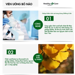 Bổ não ginkgo bibola 2000mg Healthy Care hỗ trợ tuần hoàn máu não hộp 100 viên